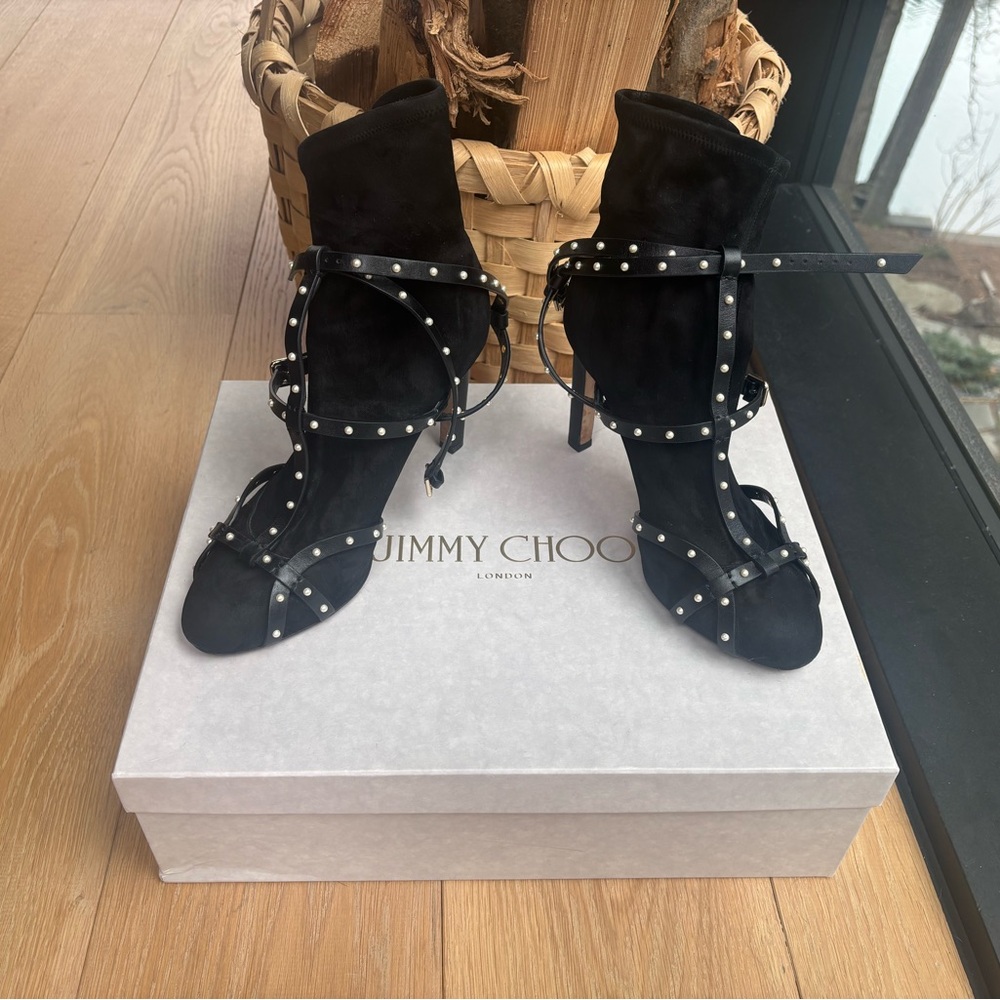 Jimmy Choo Black Pearl Studded Women's Shoes